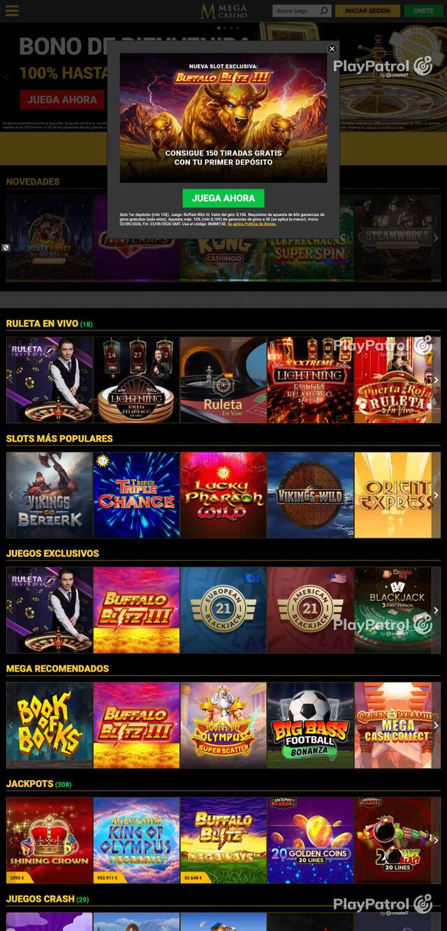 Capture of Mega Casinos recorded during the scan