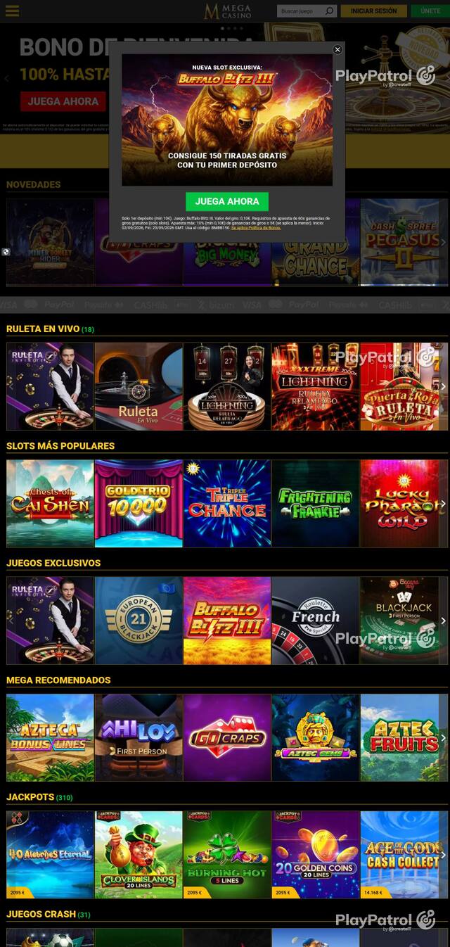 Capture of Mega Casinos recorded during the scan