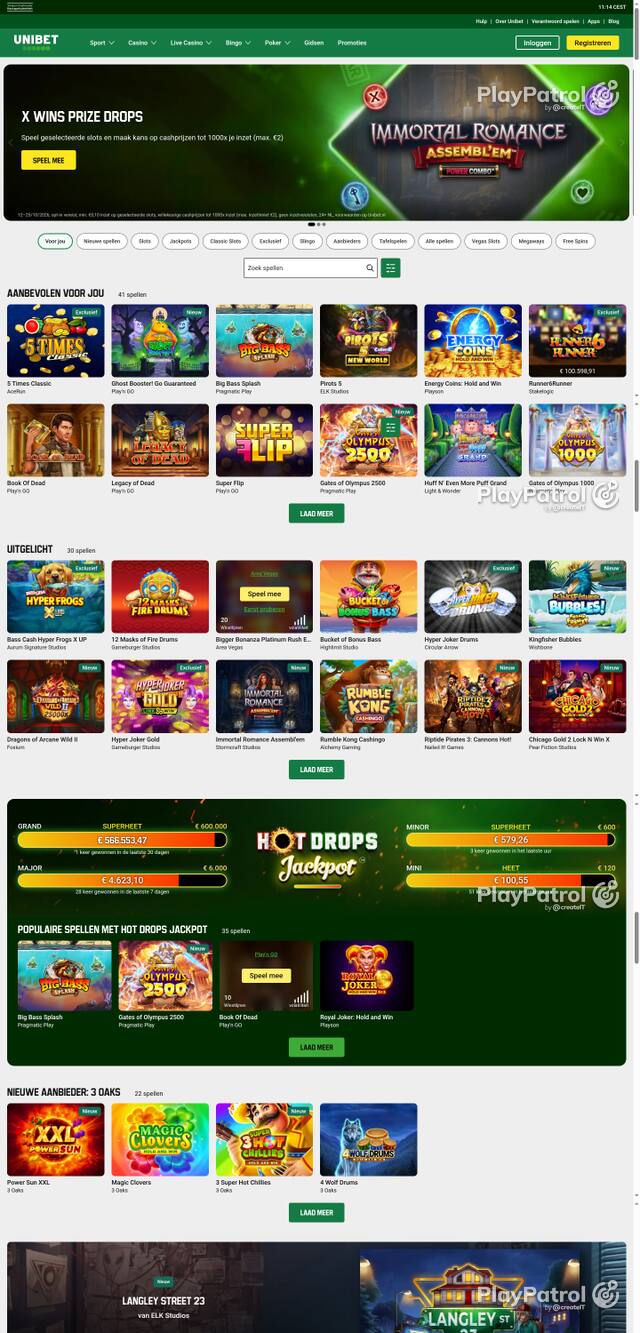 Capture of the front page of Unibet (unibet.nl) on 13 October 2026