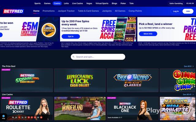 Homepage capture of Betfred recorded during the scan
