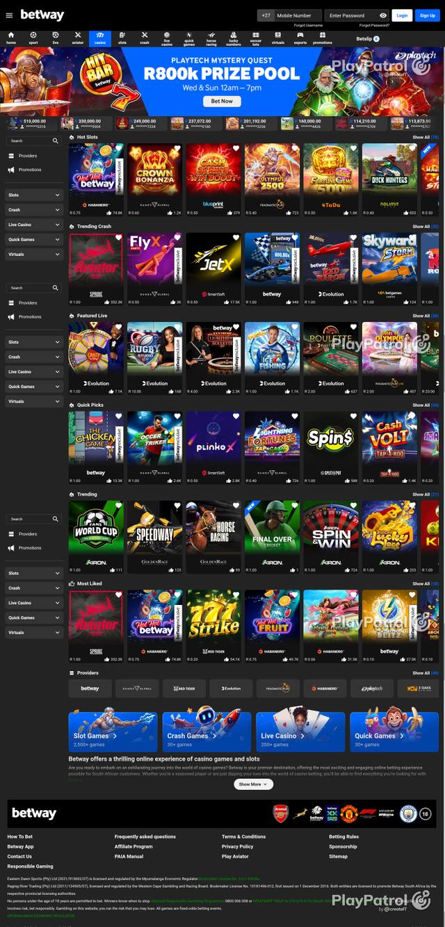 Front page of betway.co.za as captured on 28 October 2026