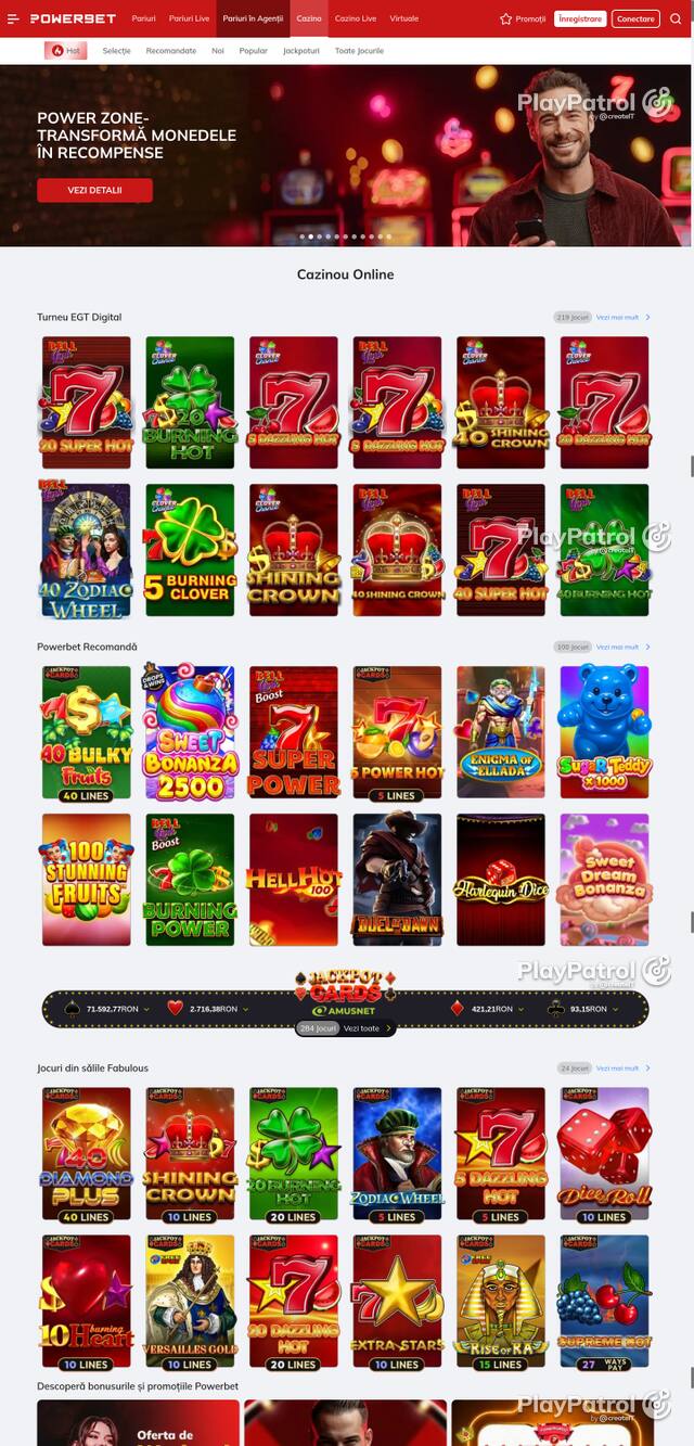 Capture of the front page of PowerBet (online.powerbet.ro) on 11 October 2026