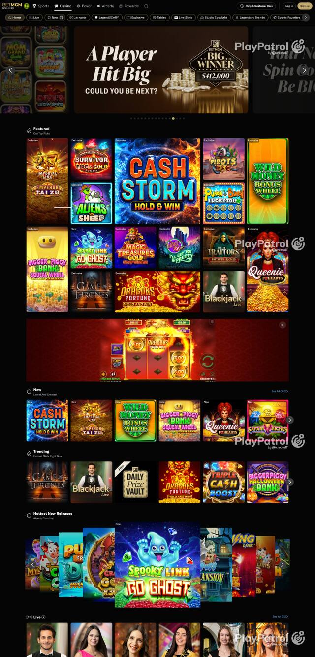 Capture of the front page of nj.betmgm.com (nj.betmgm.com) on 24 October 2026