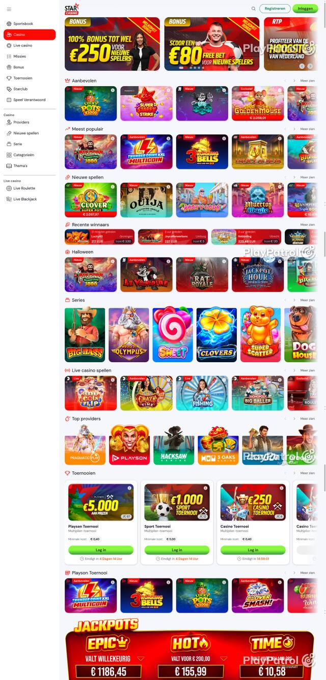 Capture of the front page of Starcasino (starcasino.nl) on 28 October 2026