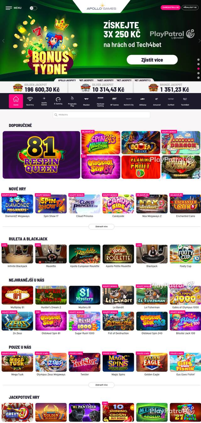 Homepage capture of Apollo Games recorded during the scan