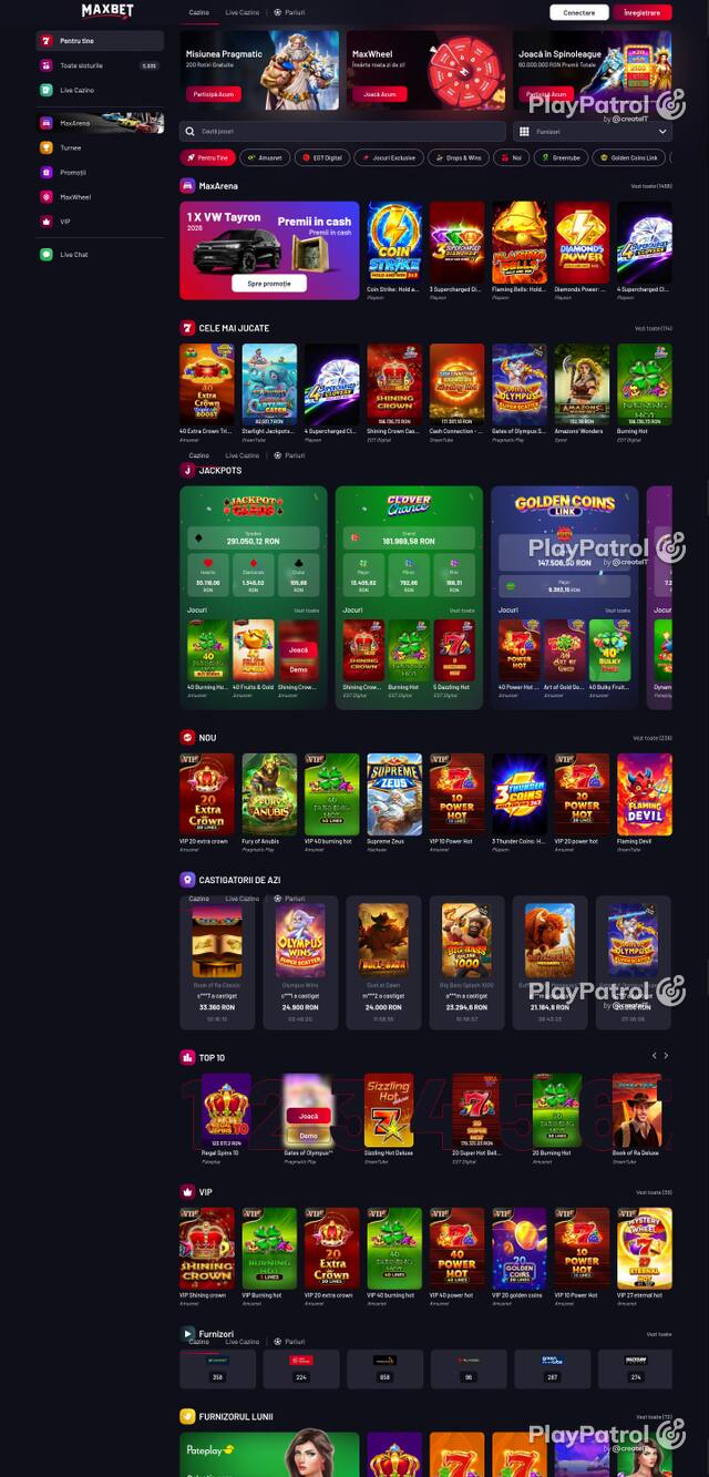 Capture of the front page of Maxbet (maxbet.ro) on 6 October 2026