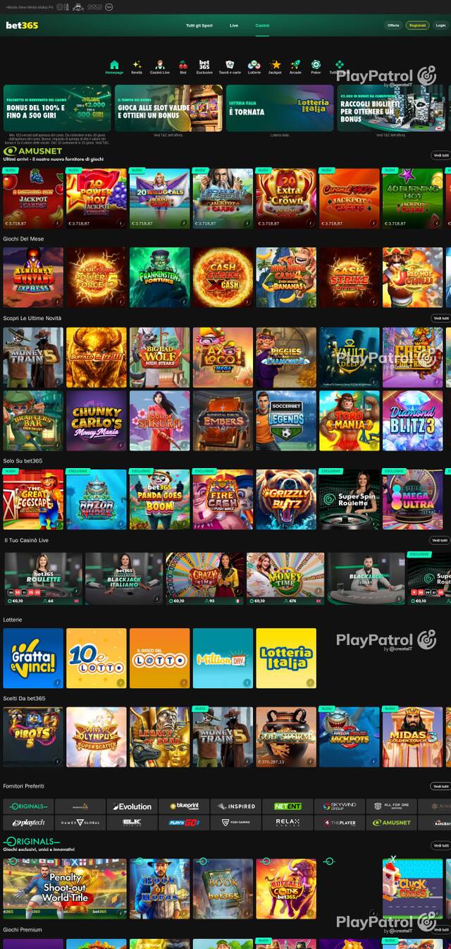 Homepage capture of bet365 recorded during the scan