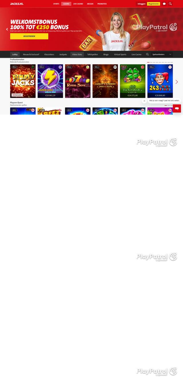 Capture of the front page of Jacks.nl (jacks.nl) on 3 October 2026