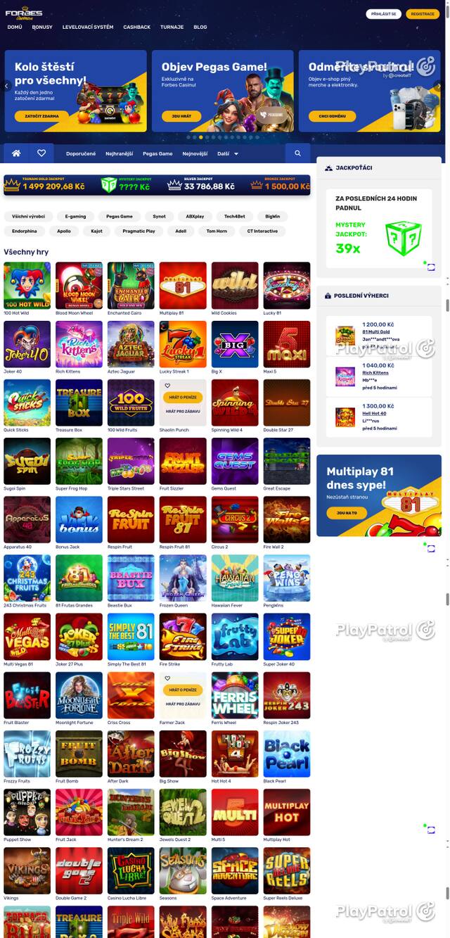 Capture of the front page of Forbes Casino (forbescasino.cz) on 12 October 2026