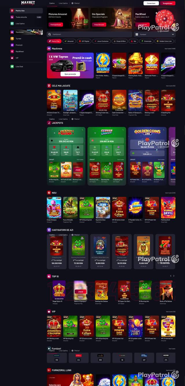 Capture of the front page of Maxbet (maxbet.ro) on 11 October 2026