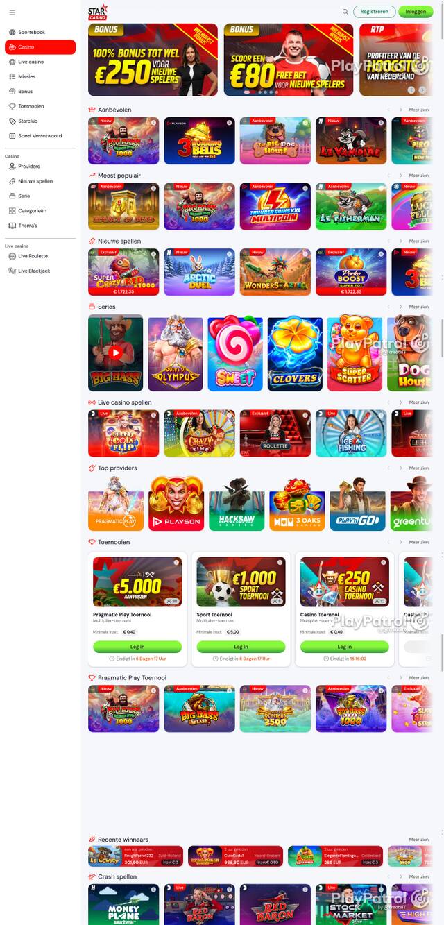 Capture of the front page of Starcasino (starcasino.nl) on 20 October 2026