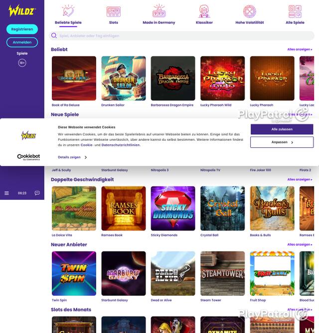 Capture of the front page of Wildz (wildz.de) on 4 October 2026