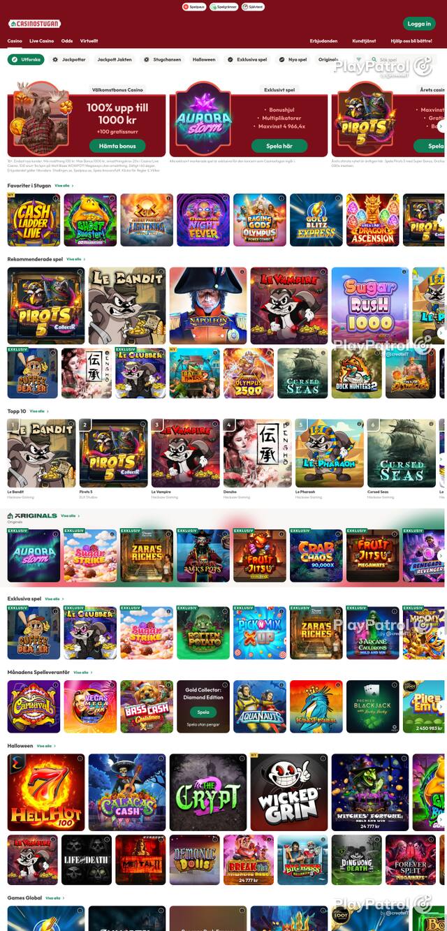 Capture of the front page of casinostugan.com (casinostugan.com) on 16 October 2026