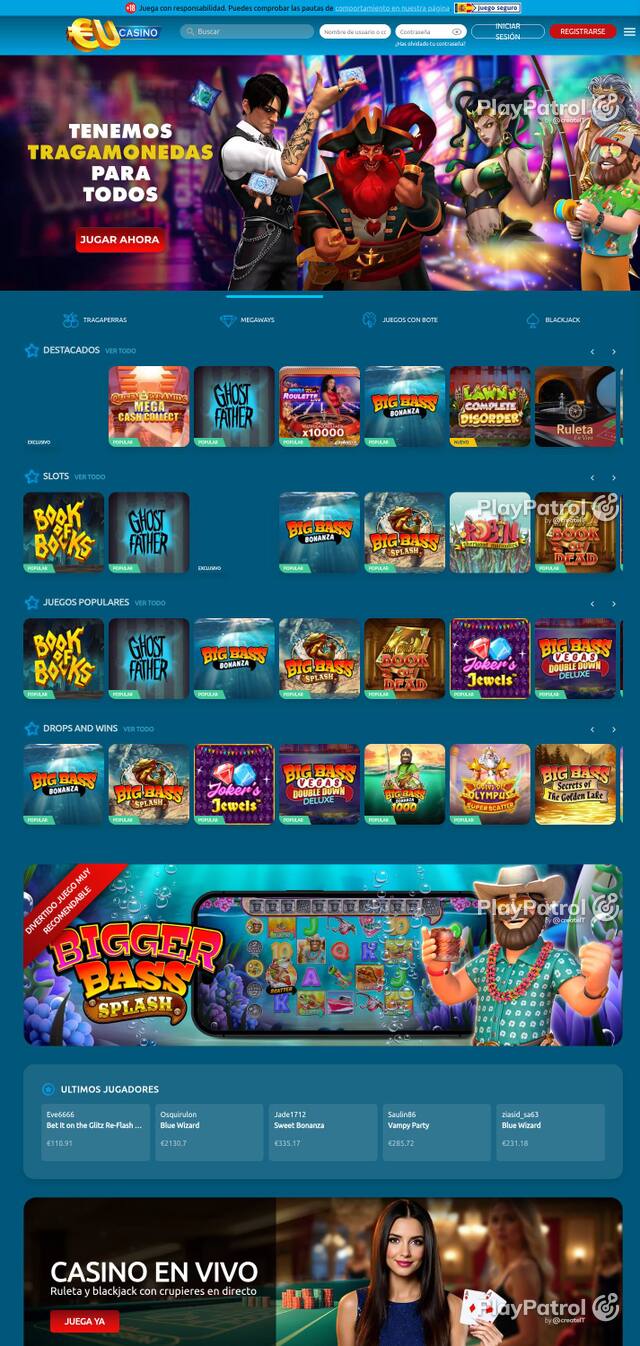 Capture of EU Casino recorded during the scan