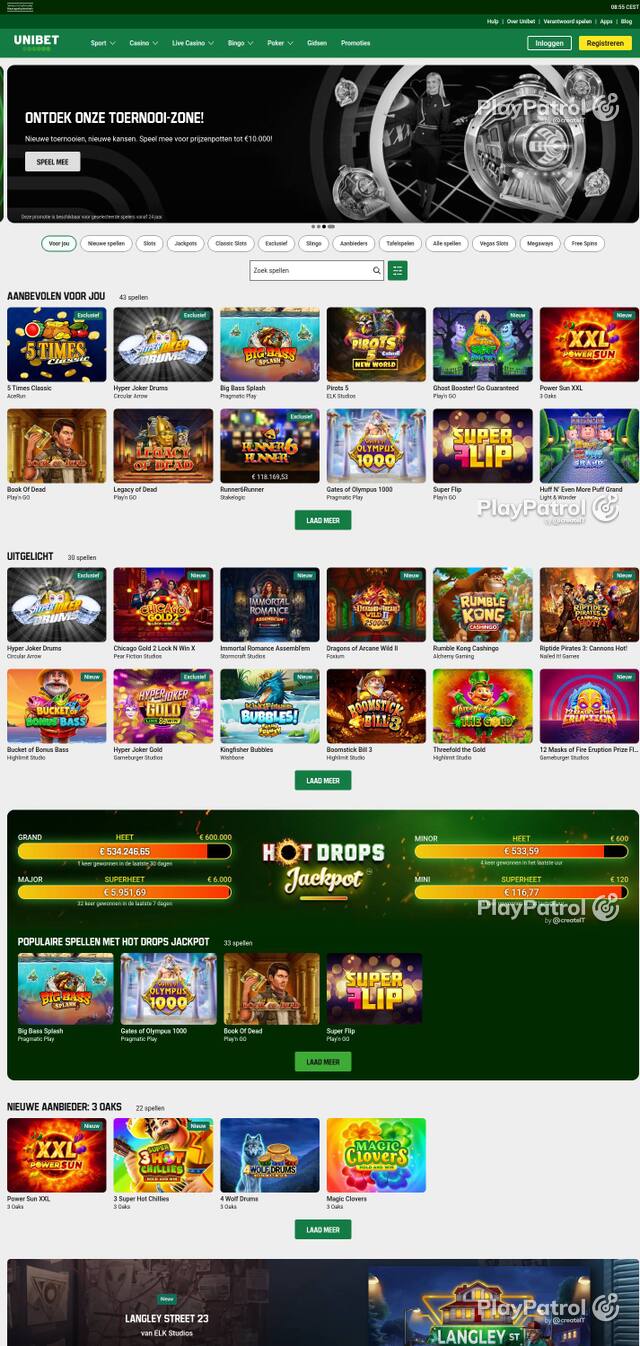 Capture of the front page of Unibet (unibet.nl) on 3 October 2026