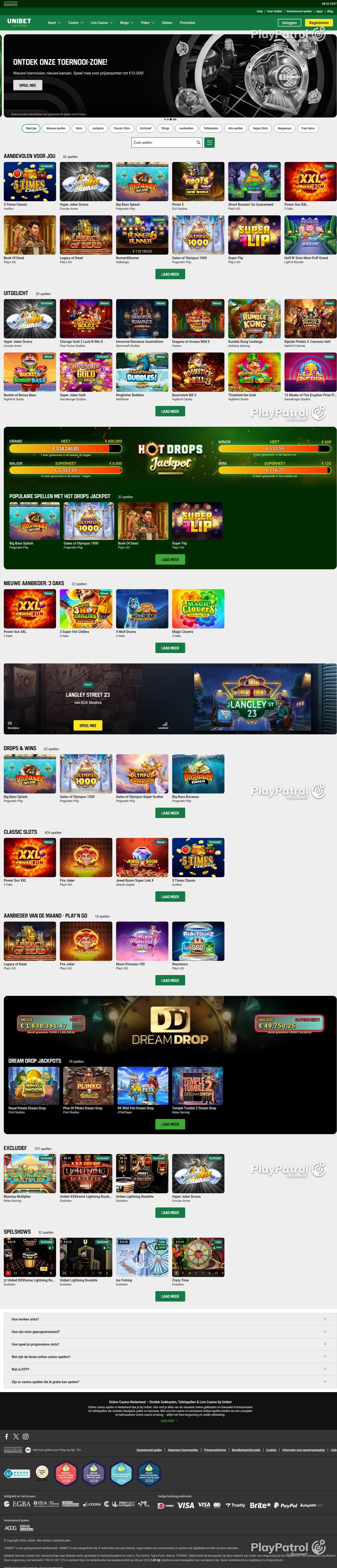 Full capture of Unibet recorded during the scan