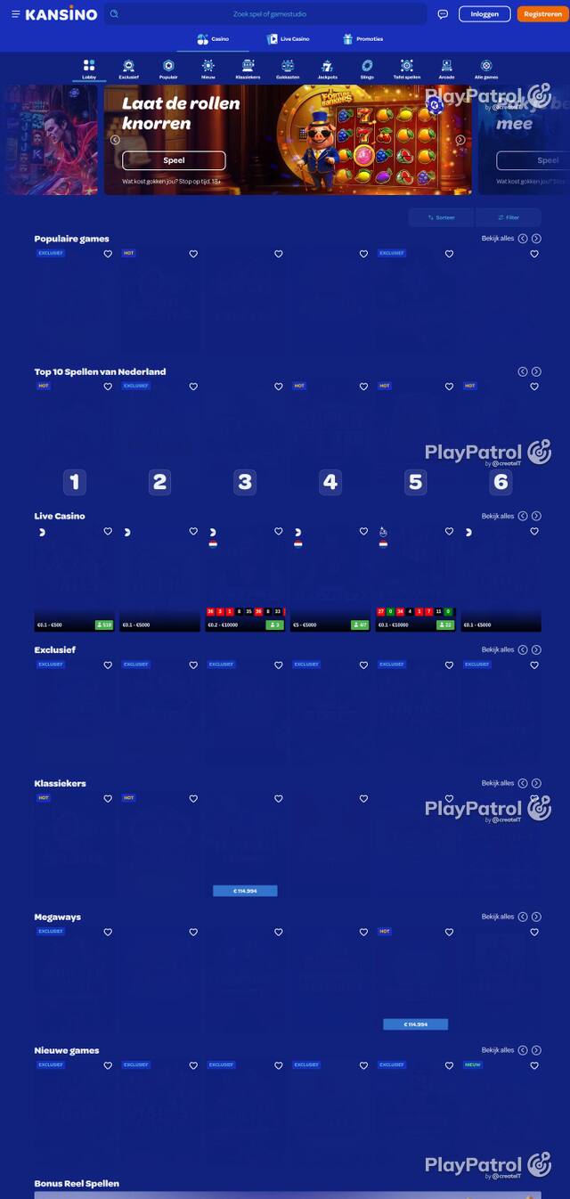 Homepage capture of Kansino.nl recorded during the scan