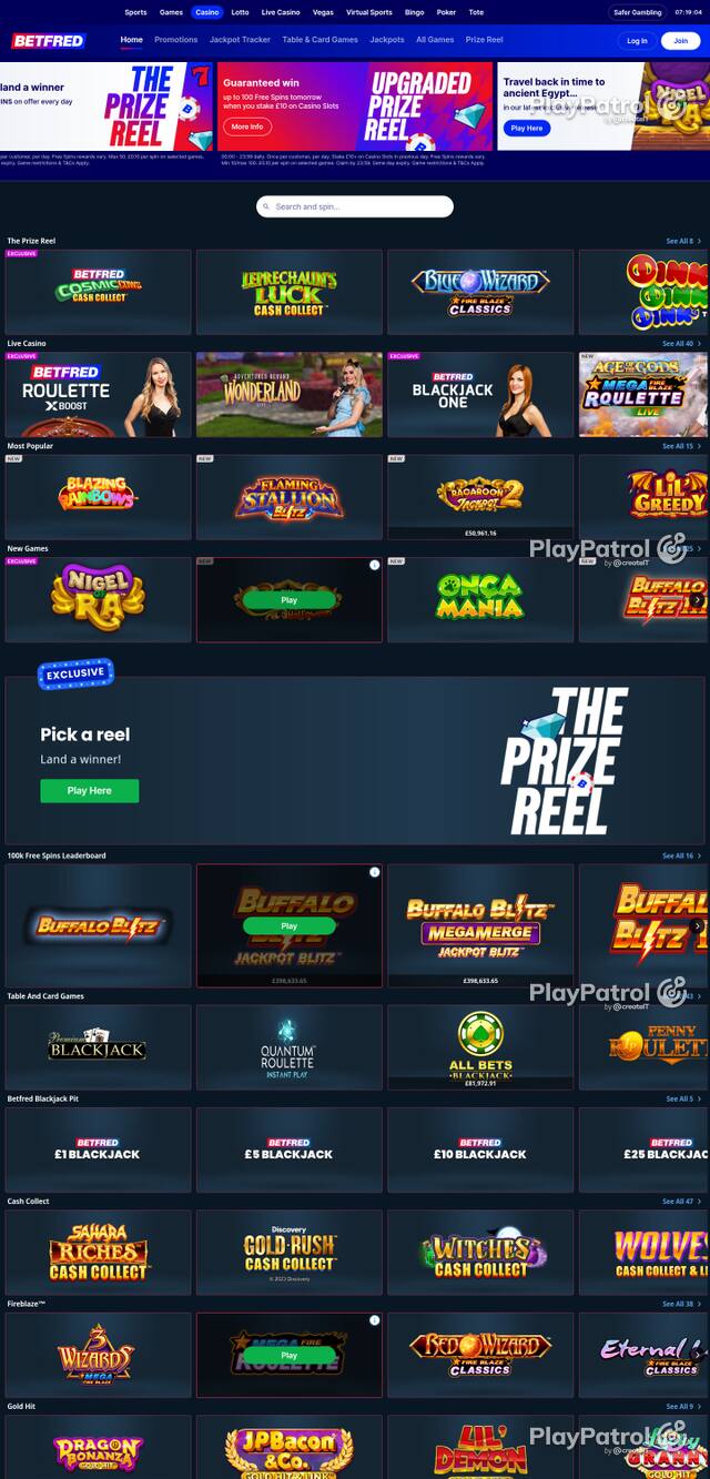 Capture of the front page of Betfred (betfred.com) on 13 October 2026