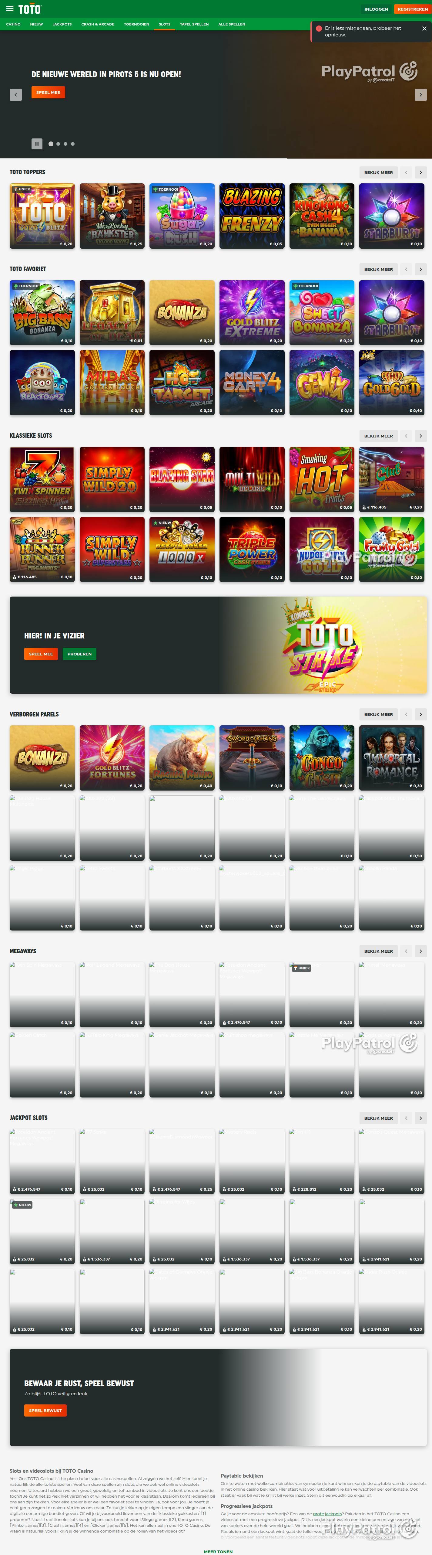 Full capture of TOTO Casino recorded during the scan