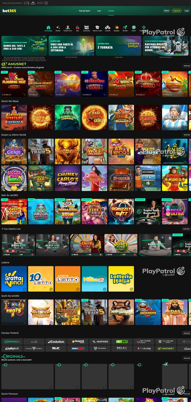 Homepage capture of bet365 recorded during the scan