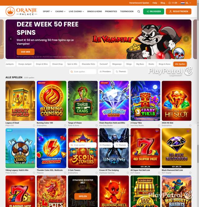 Capture of the front page of Oranje Palace (oranjepalace.nl) on 7 October 2026