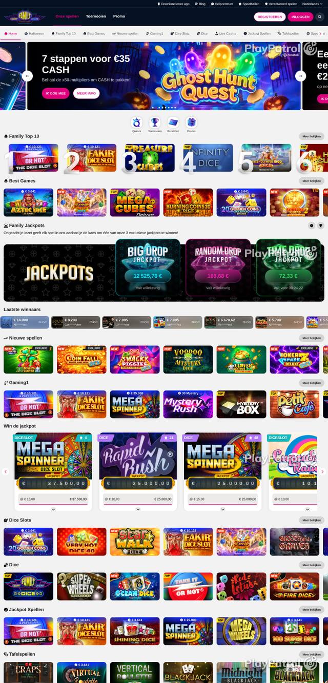 Capture of the front page of familygameonline.be (familygameonline.be) on 30 October 2026