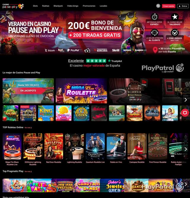 Homepage capture of Casino Pause and Play recorded during the scan