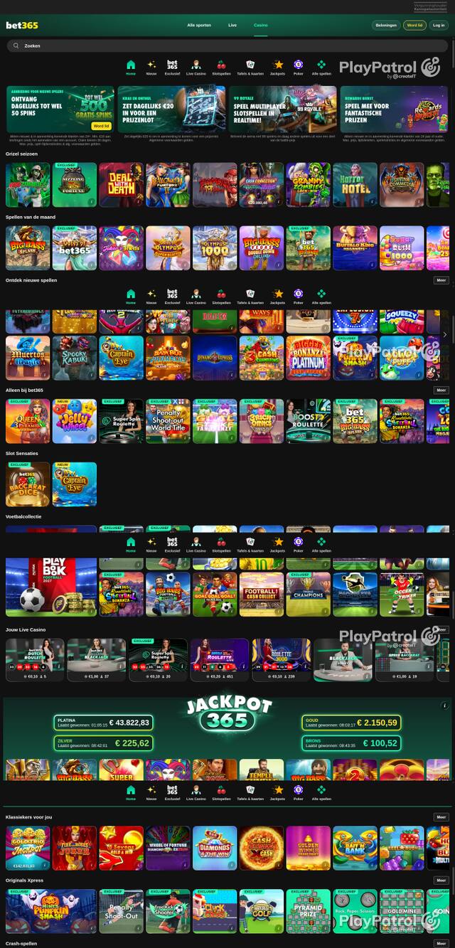Capture of the front page of bet365 (casino.bet365.nl) on 28 October 2026