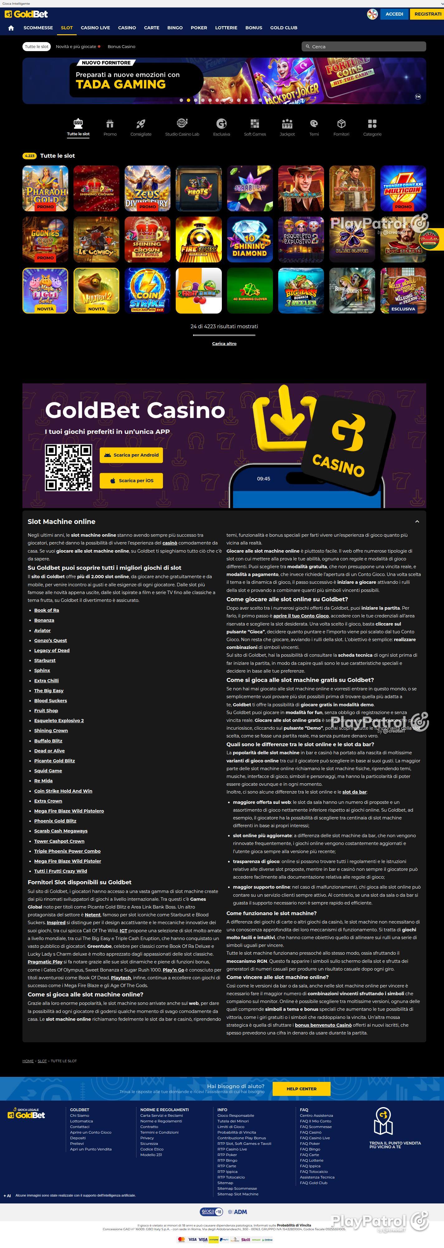 Full capture of Goldbet recorded during the scan