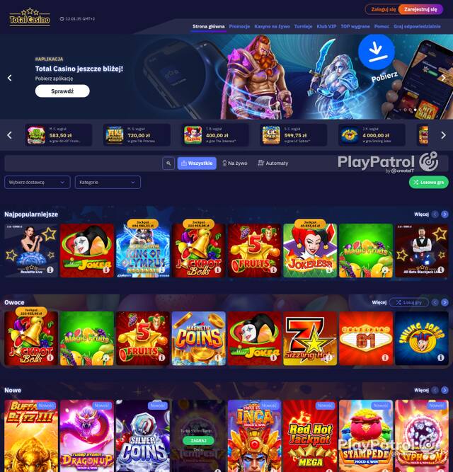 Capture of the front page of totalcasino.pl (totalcasino.pl) on 5 October 2026