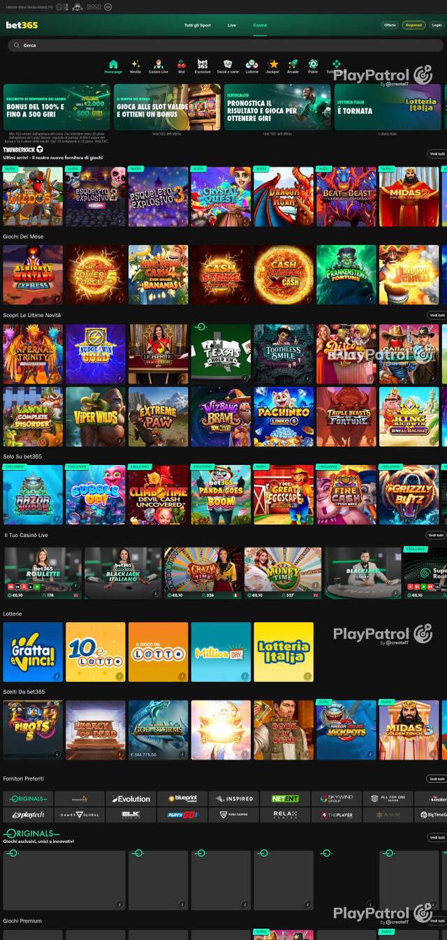 Homepage capture of bet365 recorded during the scan