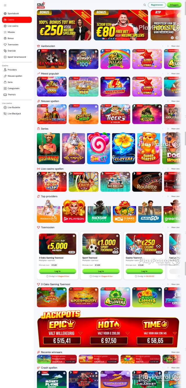 Capture of the front page of Starcasino (starcasino.nl) on 10 October 2026
