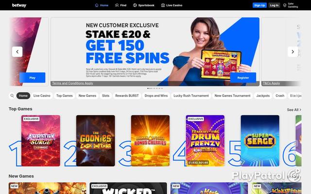 Homepage capture of Betway Casino recorded during the scan