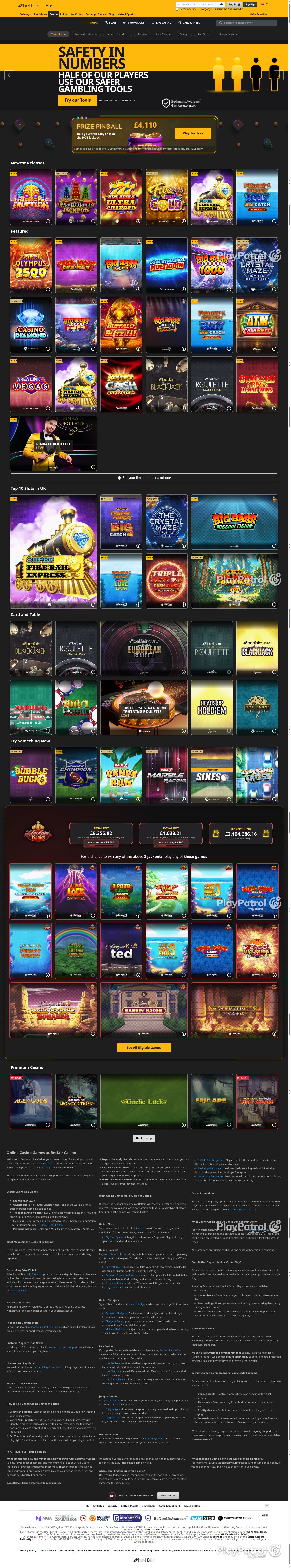 Full capture of Betfair Casino recorded during the scan