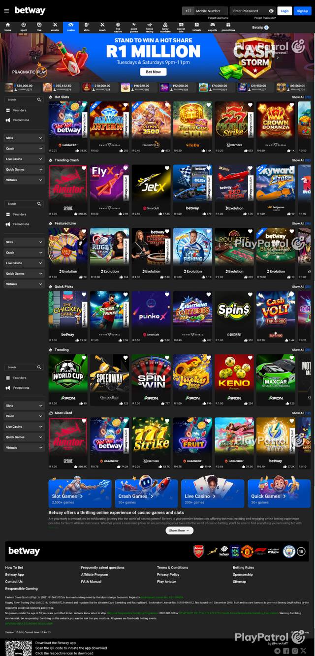 Capture of the front page of betway.co.za (betway.co.za) on 13 October 2026