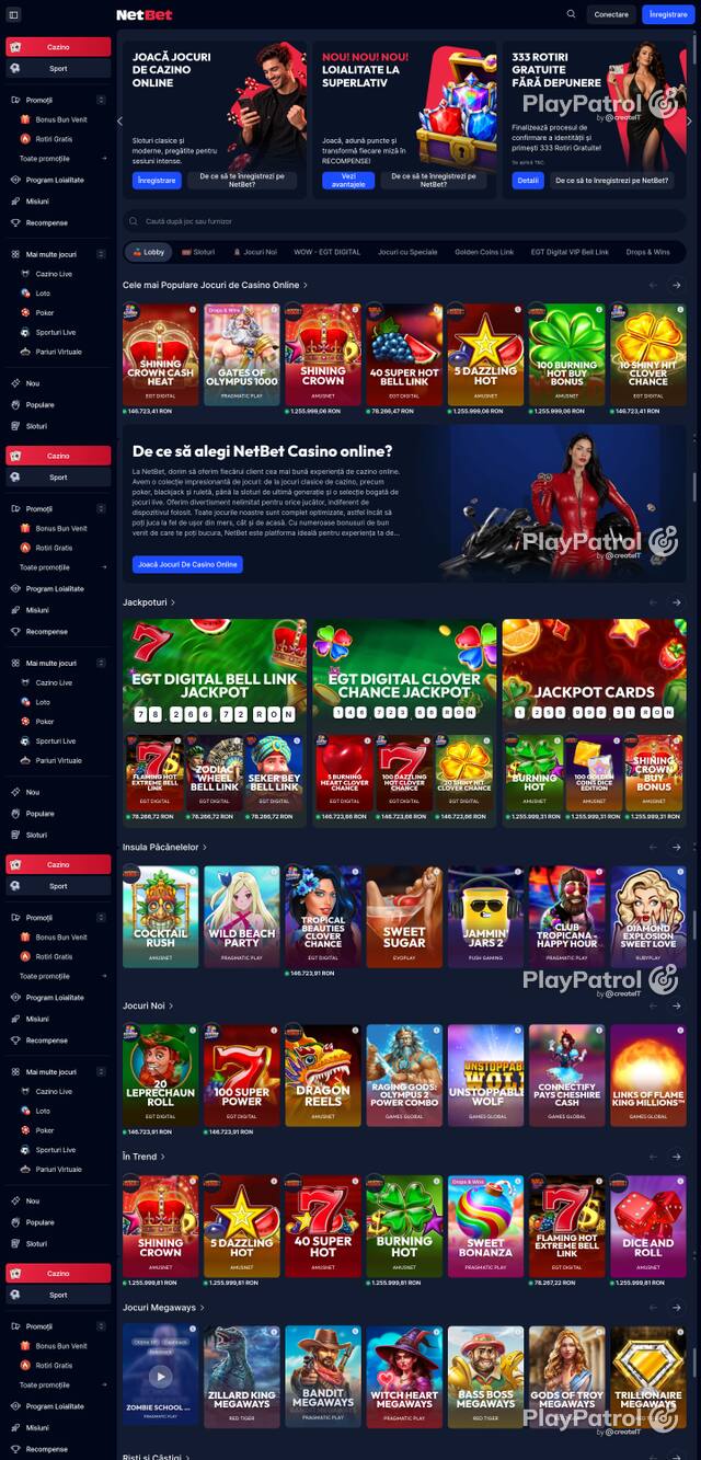 Capture of the front page of NetBet (casino.netbet.ro) on 8 October 2026