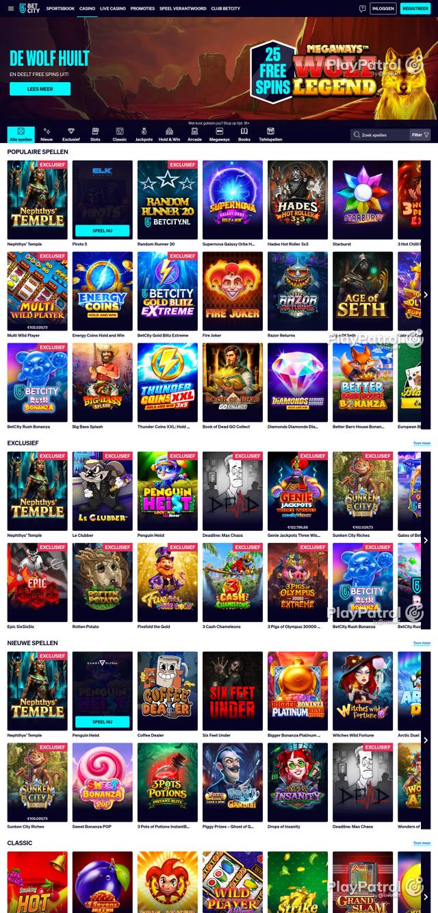 Capture of the front page of BetCity (betcity.nl) on 21 October 2026