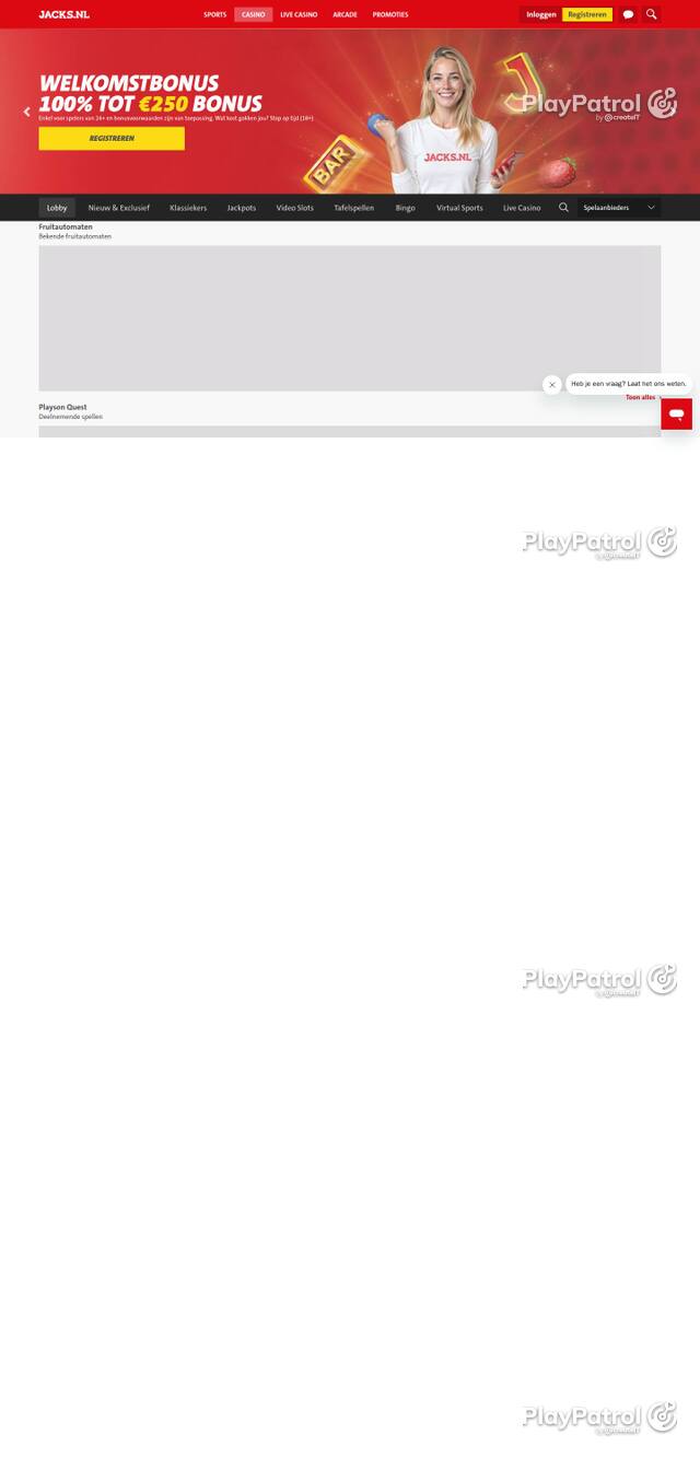Capture of the front page of Jacks.nl (jacks.nl) on 4 October 2026