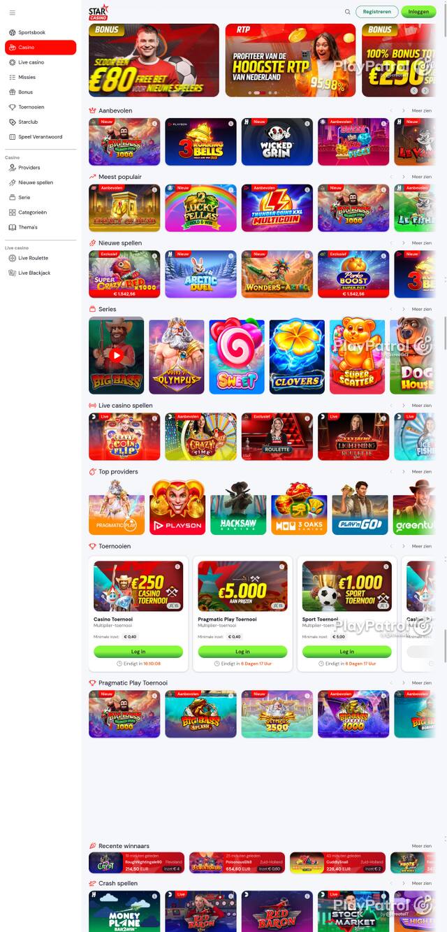 Capture of the front page of Starcasino (starcasino.nl) on 19 October 2026