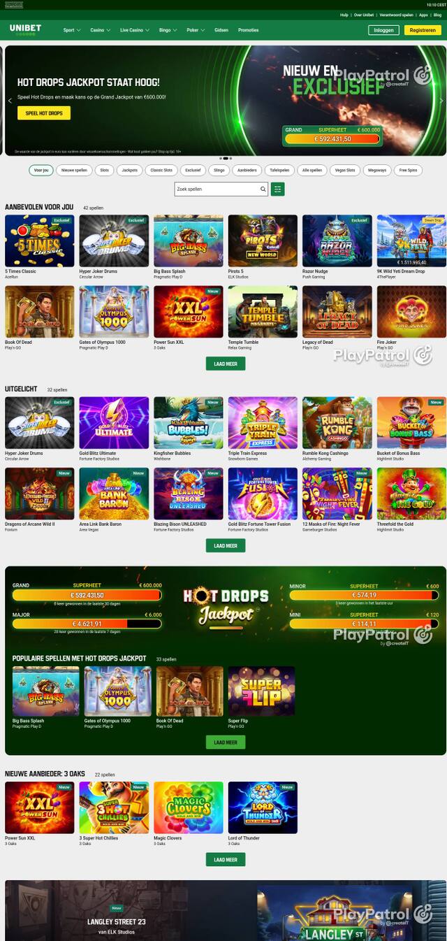 Capture of Unibet recorded during the scan