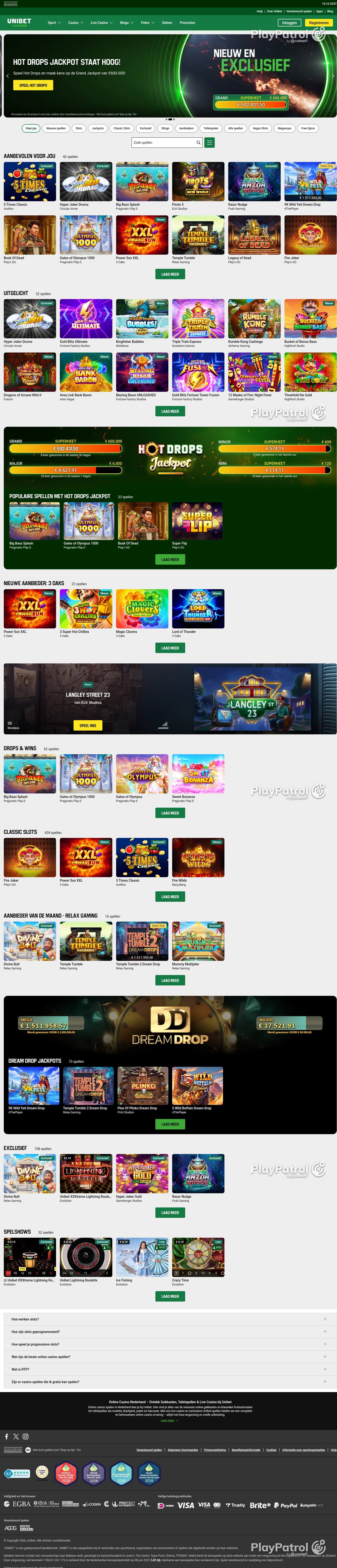 Full capture of Unibet recorded during the scan