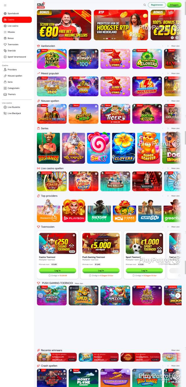 Capture of the front page of Starcasino (starcasino.nl) on 12 October 2026