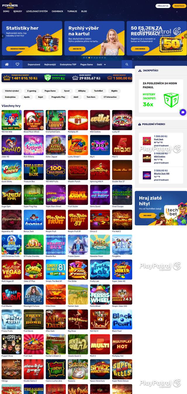 Homepage capture of Forbes Casino recorded during the scan