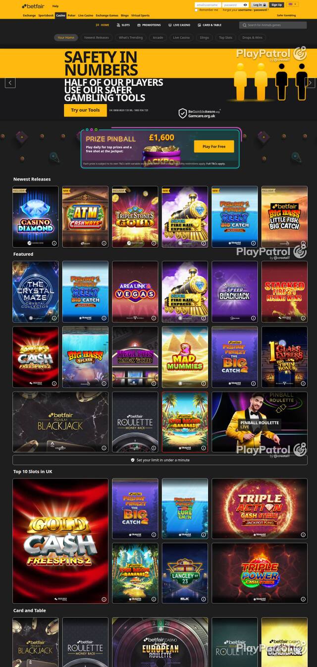 Capture of Betfair Casino recorded during the scan