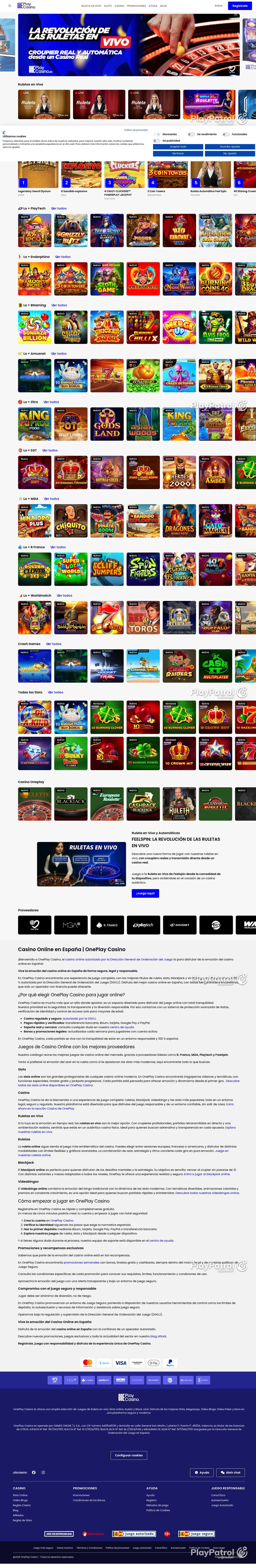 Full capture of OnePlay Casino recorded during the scan