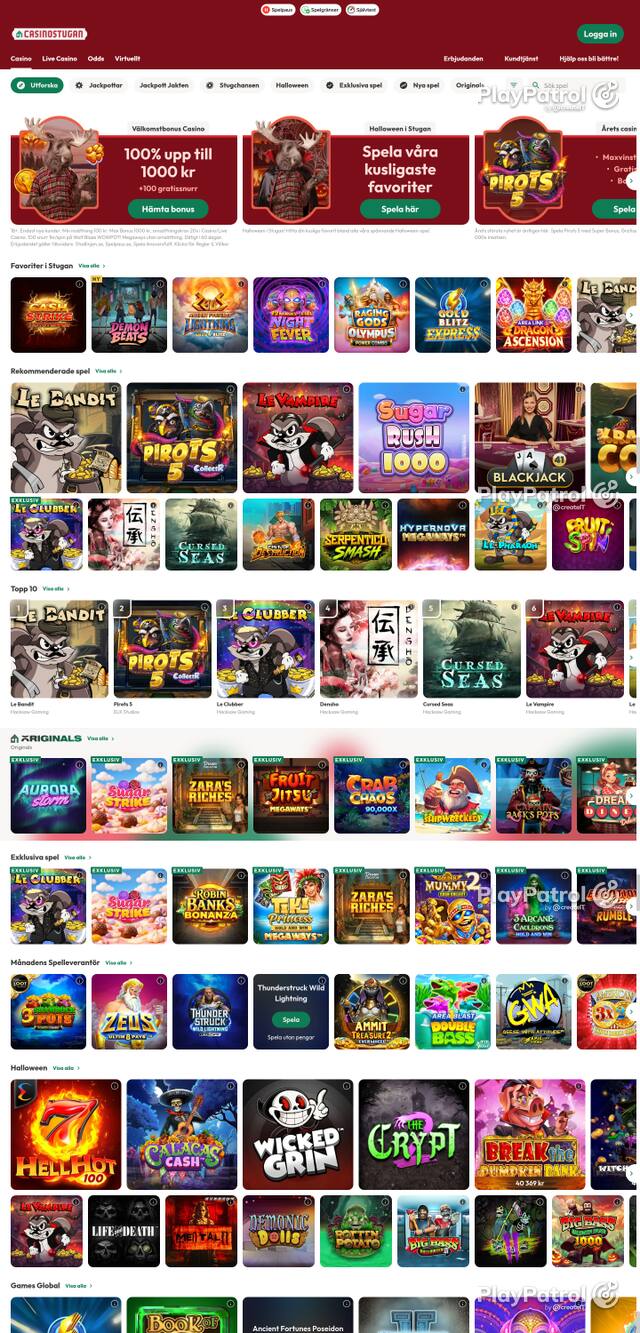 Capture of the front page of casinostugan.com (casinostugan.com) on 24 October 2026