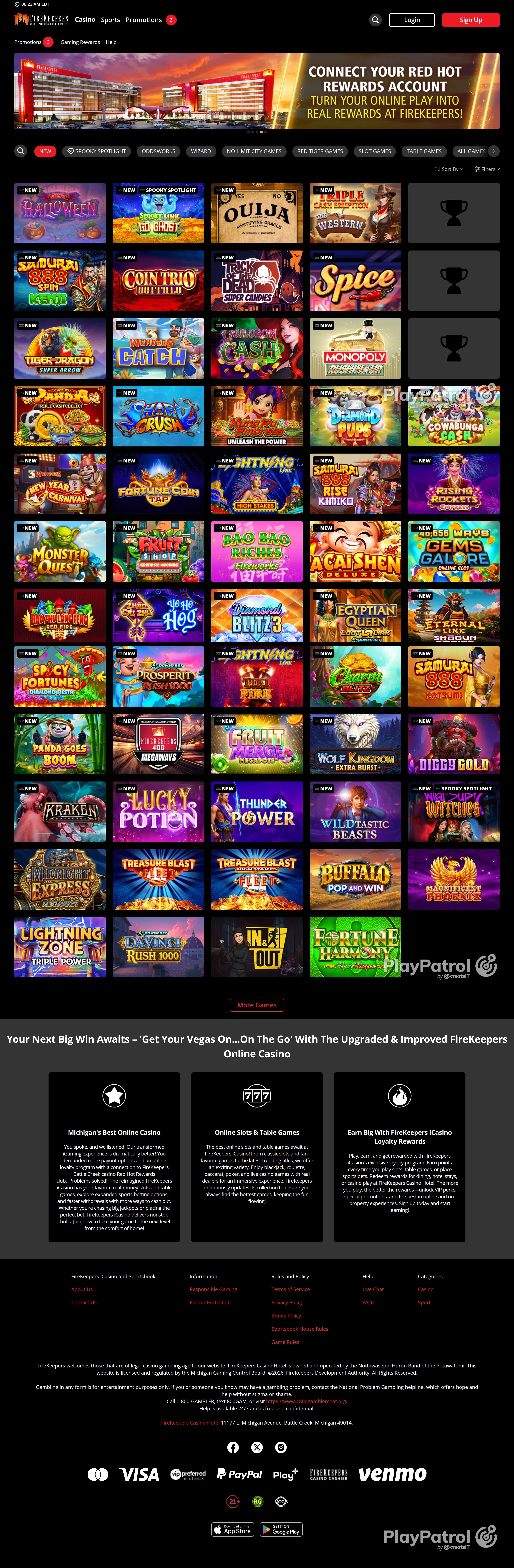 Full capture of igaming.firekeeperscasino.com recorded during the scan