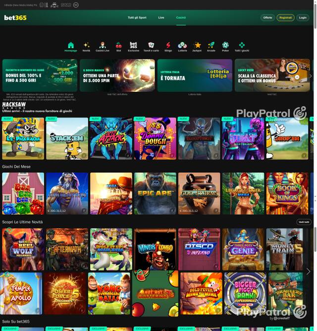Capture of the front page of bet365 (casino.bet365.it) on 5 October 2026
