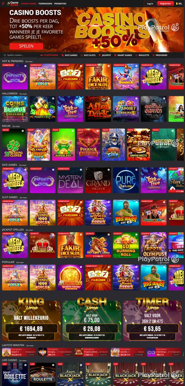 Capture of the front page of casinoking.be (casinoking.be) on 26 October 2026