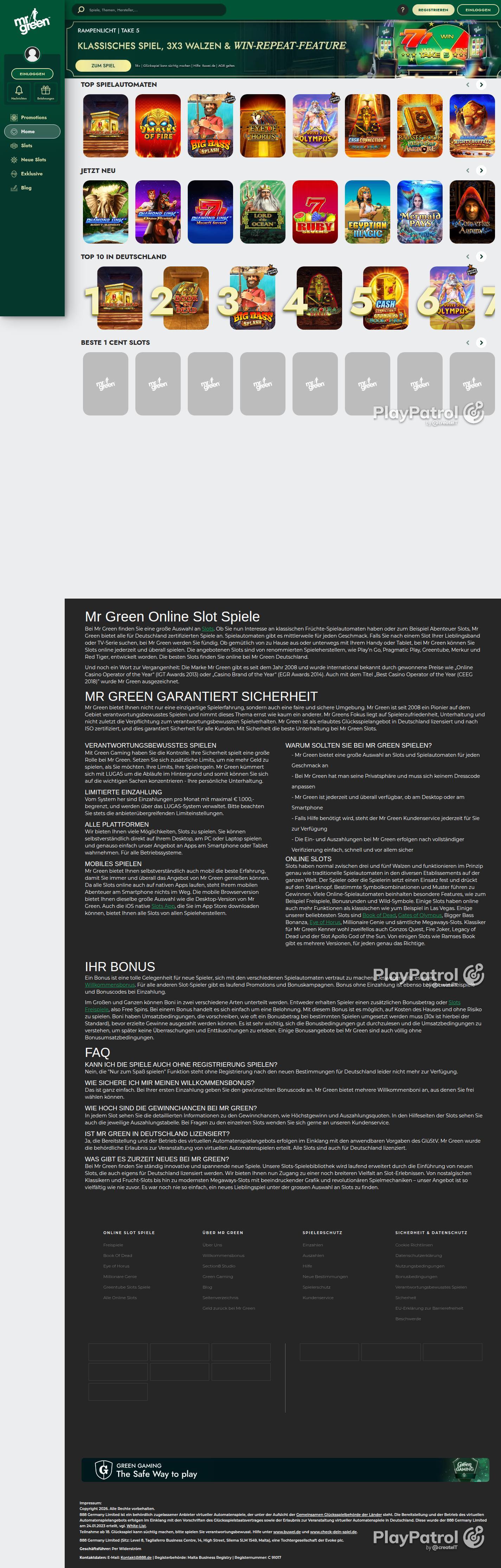 Full capture of Mr Green recorded during the scan
